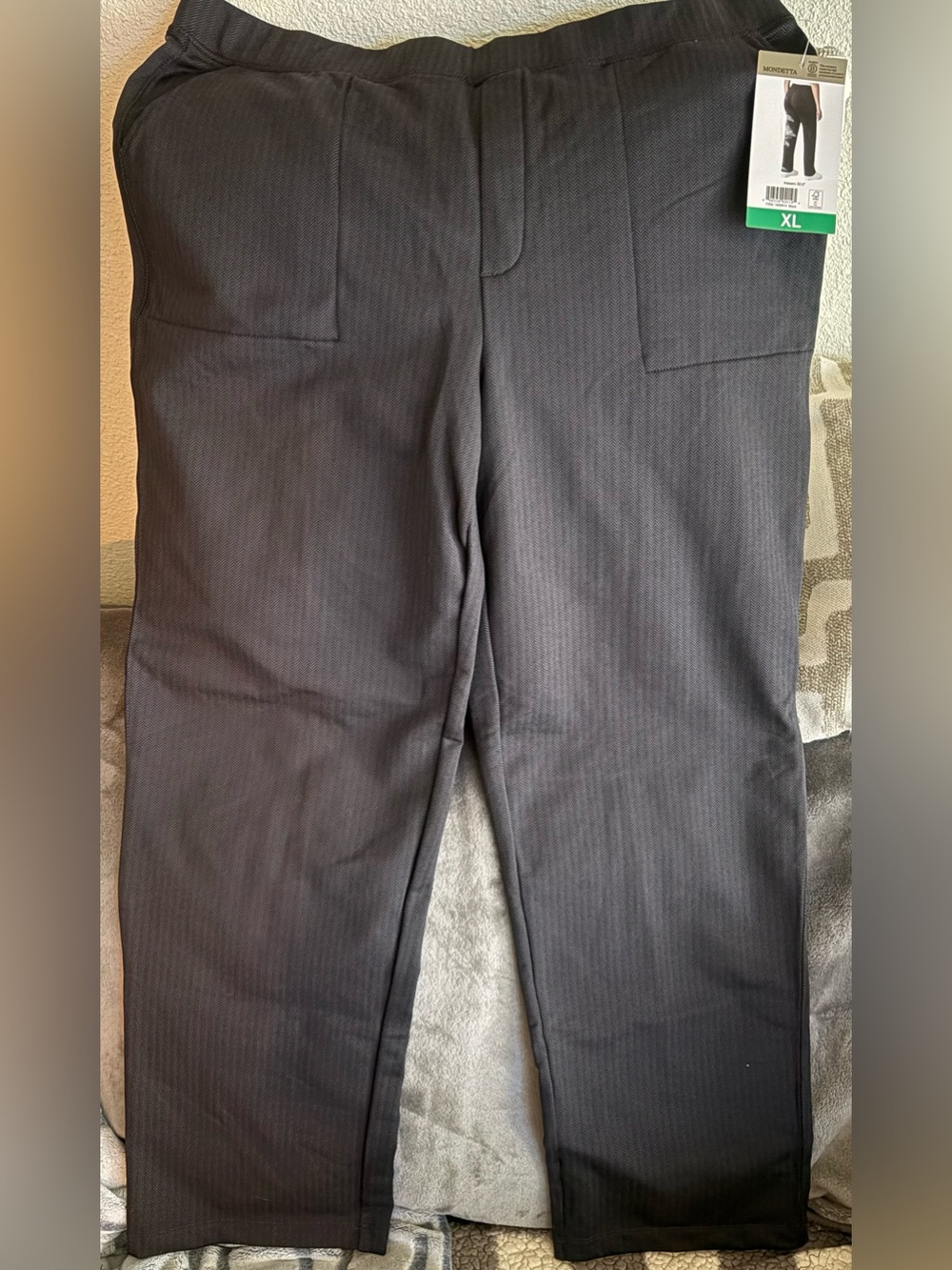 Mondetta herringbone straight leg pants women’s XL black NWT